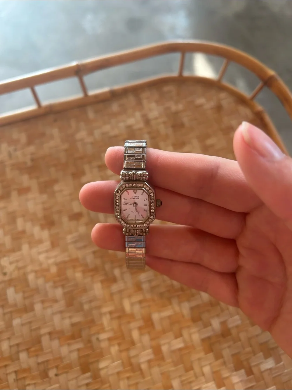 Vintage Sarah Coventry Silver Crystal-Trim Rhinestone Watch Bow